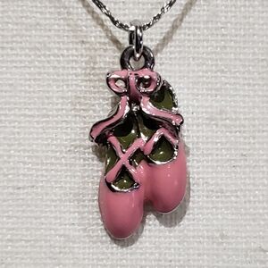 Pink Ballet Slipper Pendant Necklace